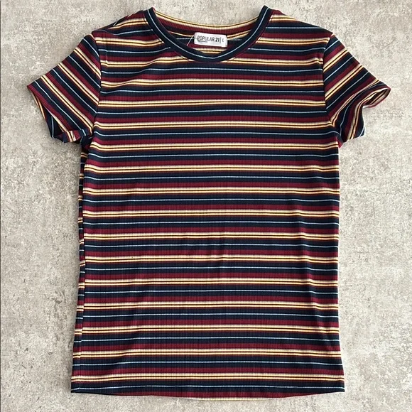 Fitted Striped Short Sleeve Tee - Multicolor - Picture 1 of 3